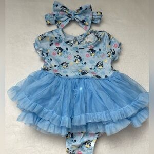 Bluey tulle dress/romper with headband